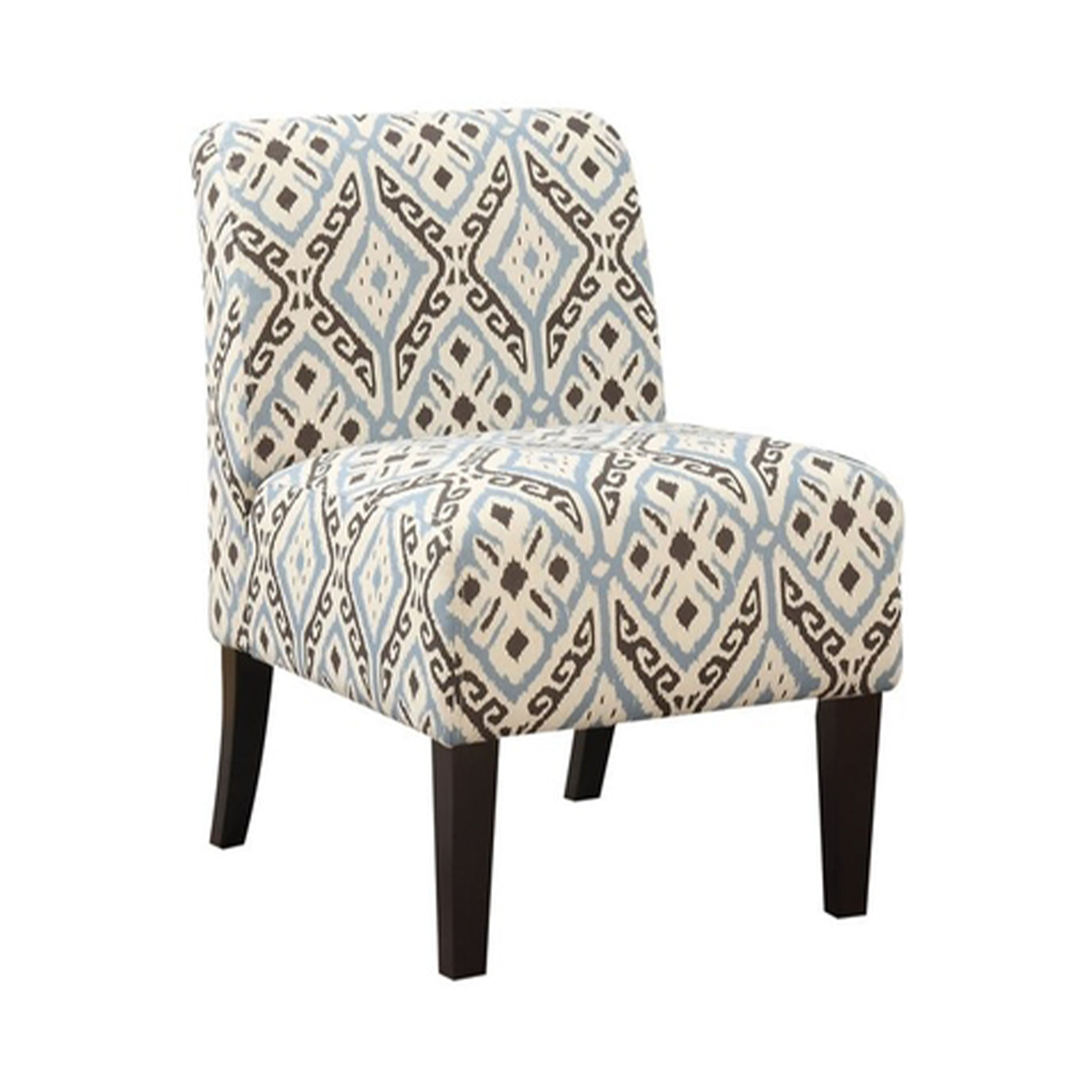 30.5" X 22.5" X 33.5" Blue And Black Pattern Upholstered Accent Chair