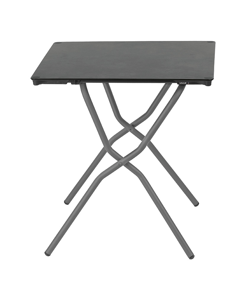 Square Folding Table - 25.2 X 26.8 in - Basalt Steel Frame - Volcanic Finish Table Top