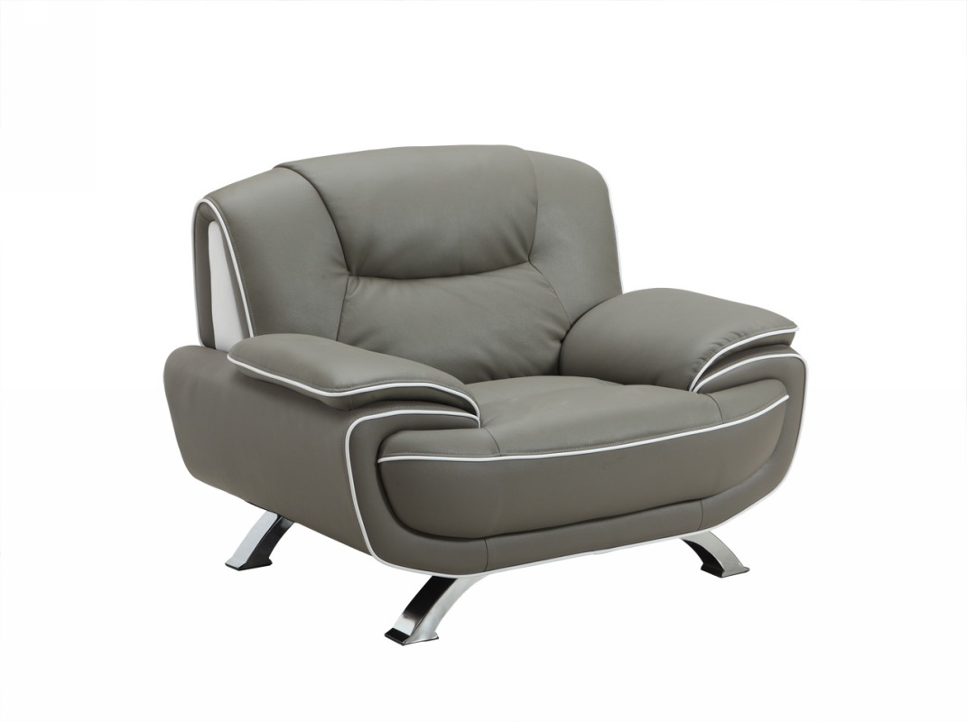 40" Grey Sleek Leather Recliner Chair