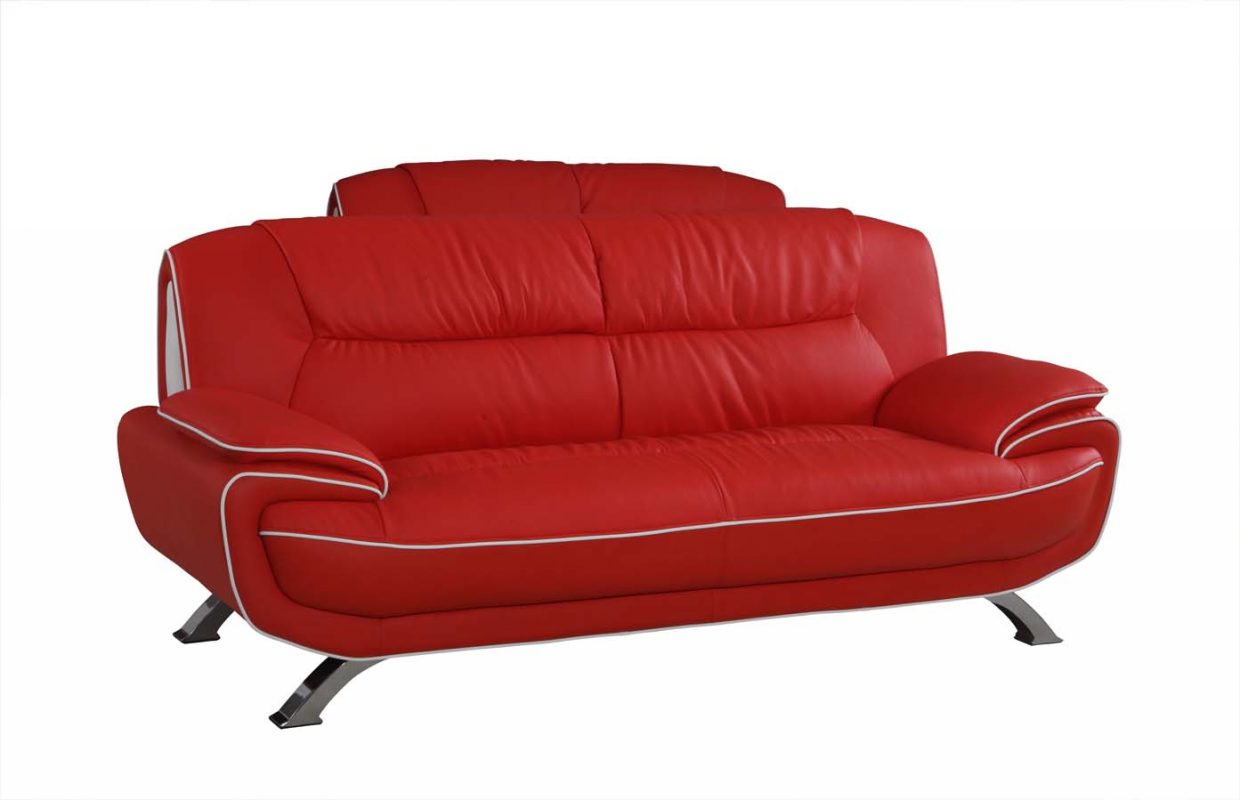 35" Sleek Red Leather Sofa