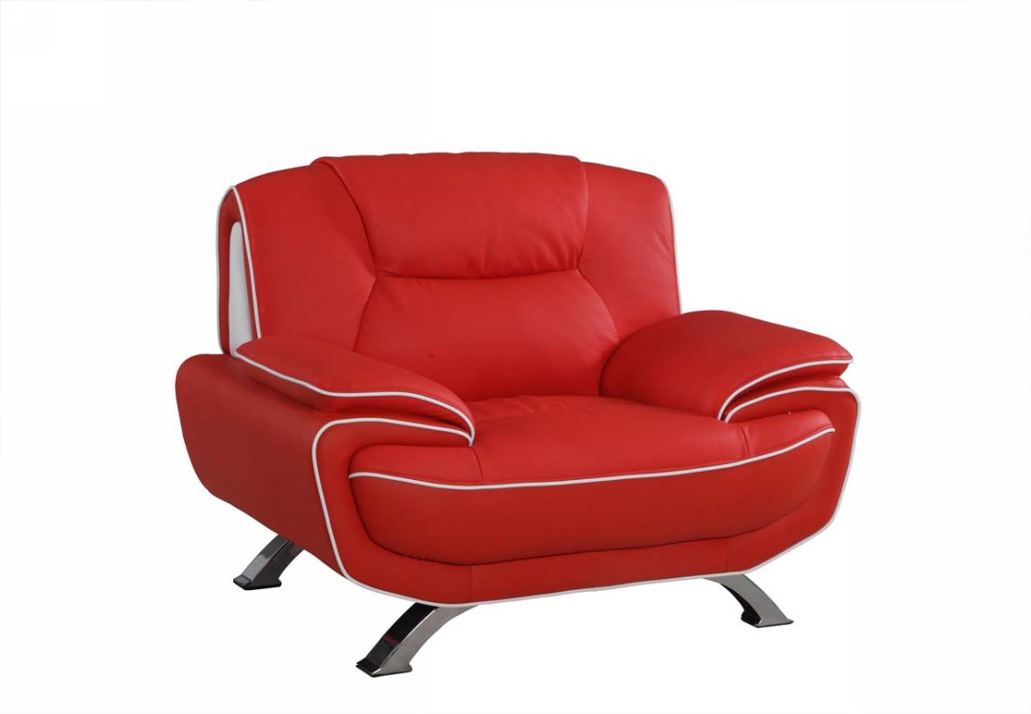 40" Red Sleek Leather Recliner Chair