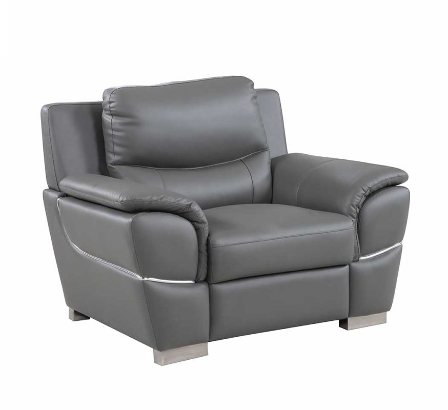 37" Grey Chic Leather Recliner Chair