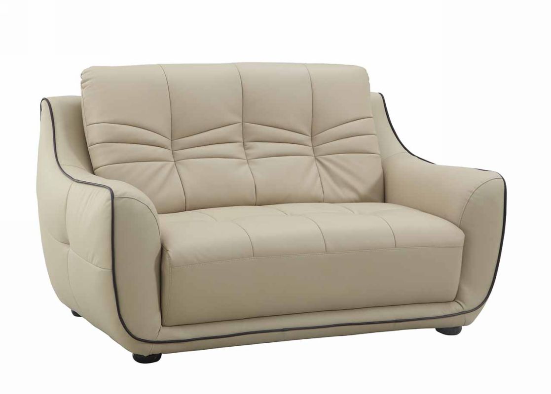 36" Elegant Beige Leather Loveseat