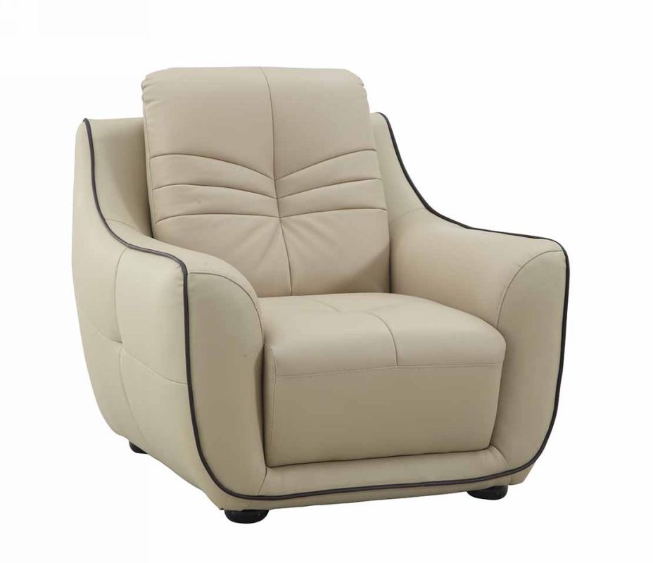 36" Beige Elegant Leather Chair