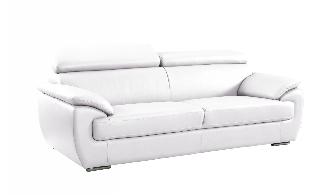 86" Captivating White Leather Sofa