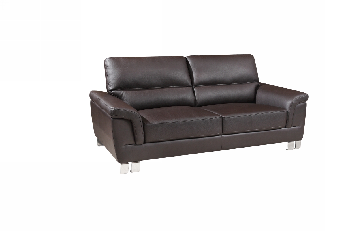 37" Modern Brown Leather Sofa