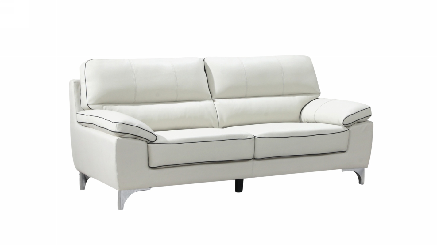 37" Classy Light Gray Leather Sofa