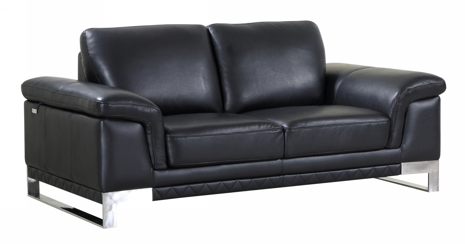 32" Lovely Black Leather Loveseat