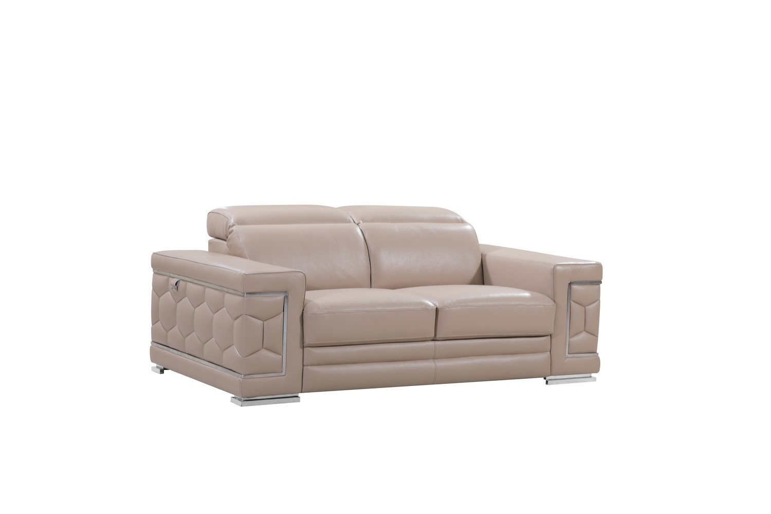 29to 38" Modern Beige Leather Loveseat