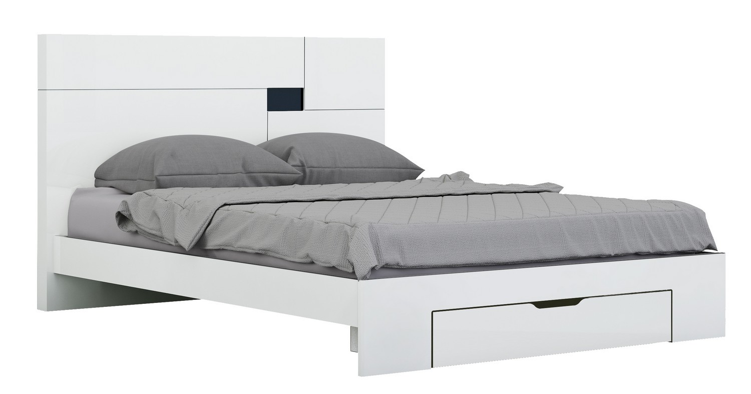 79" X 80" X 43" 4pc Eastern King Modern White High Gloss Bedroom Set