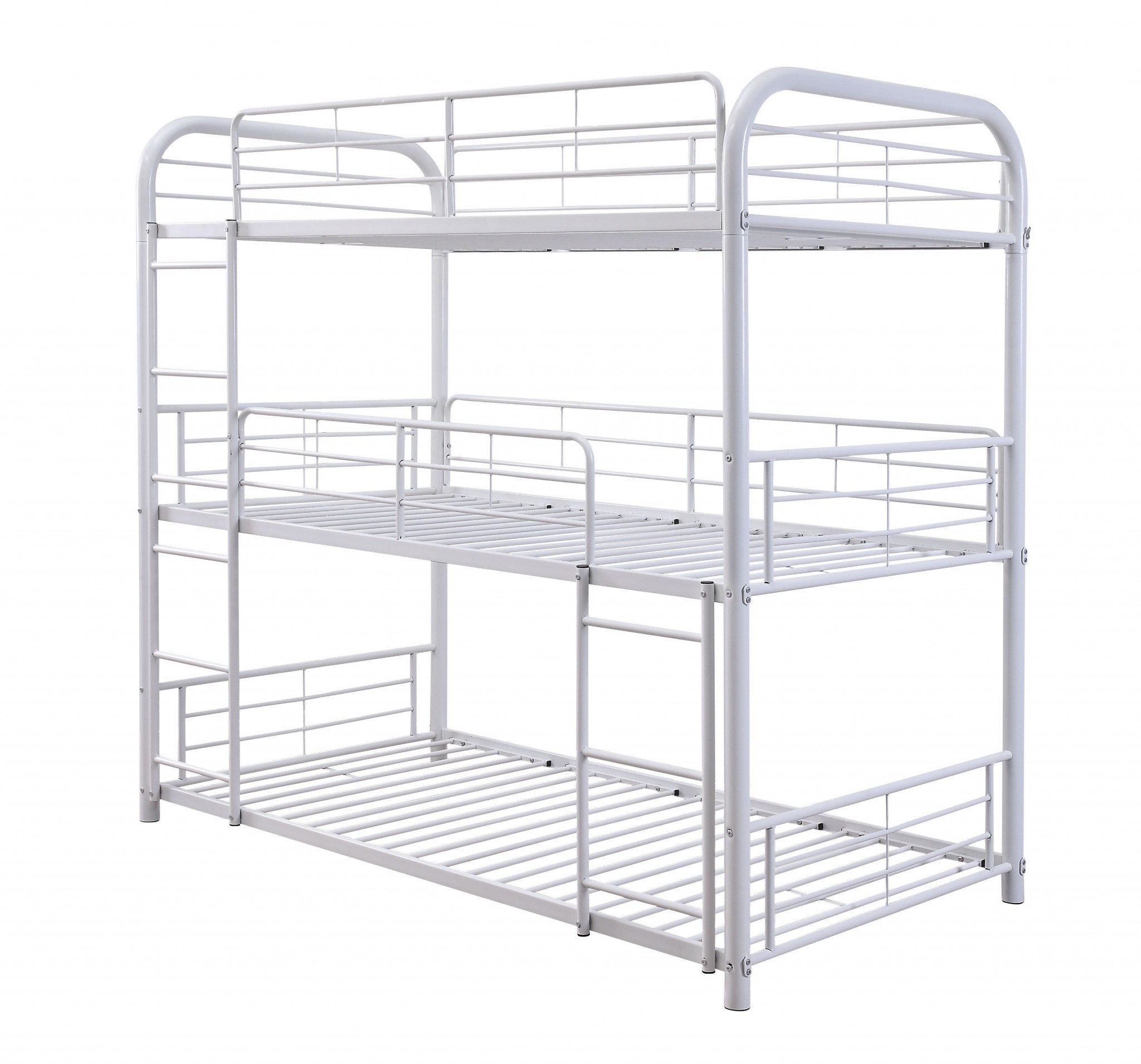 42" X 79" X 74" White Metal Triple Bunk Bed - Twin