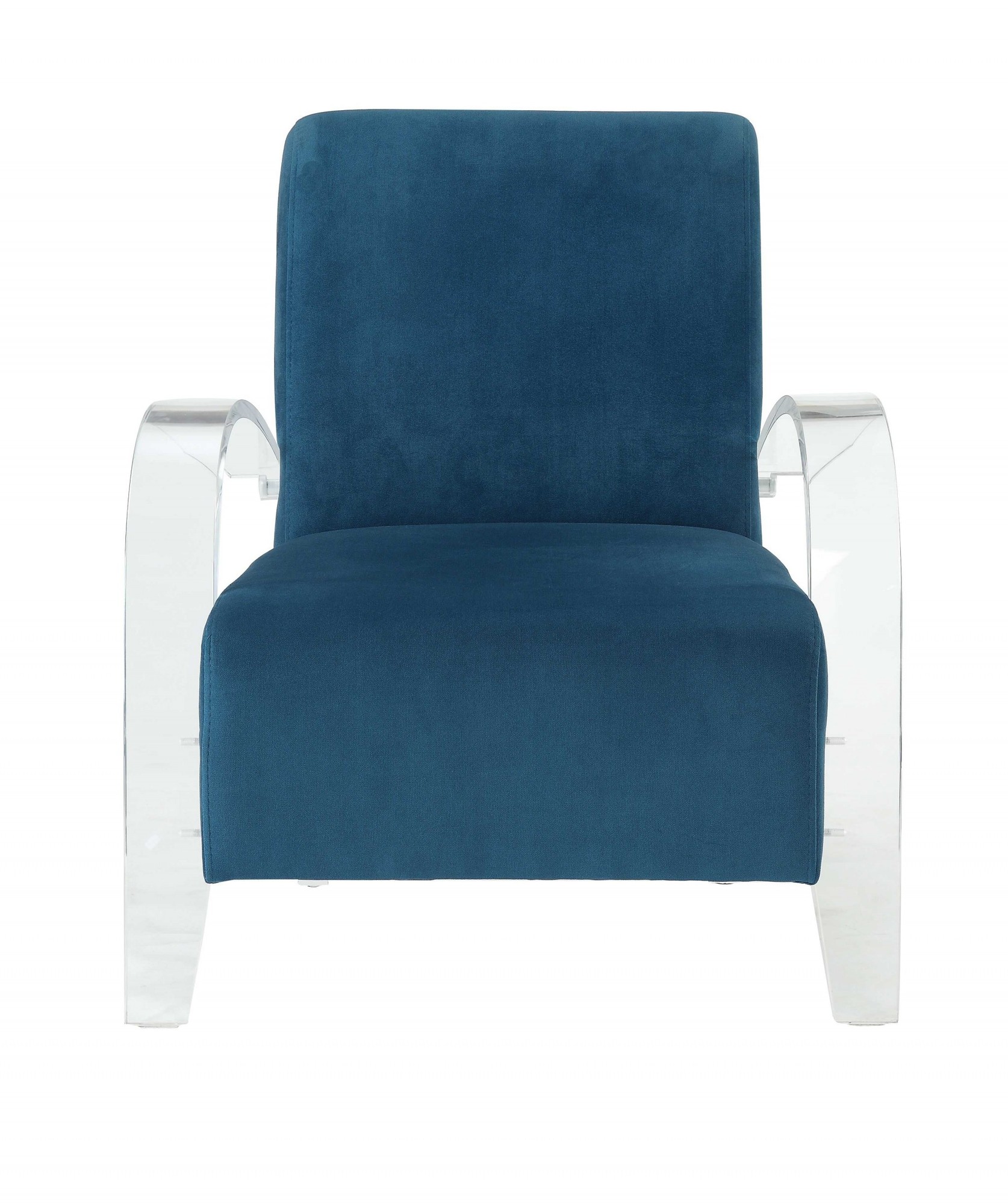Teal Upholstery and Clear Acrylic Armed Accent Chair