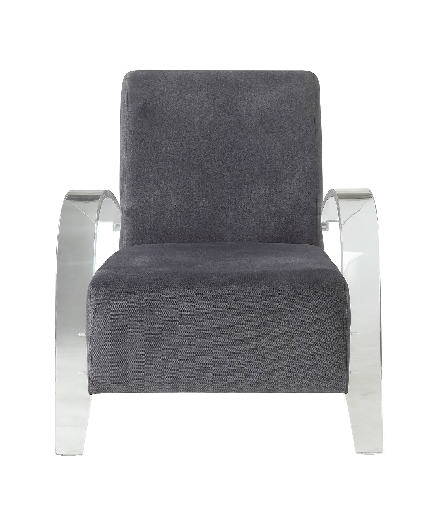 30" X 31" X 36" Charcoal Clear Acrylic Upholstery Acrylic Accent Chair