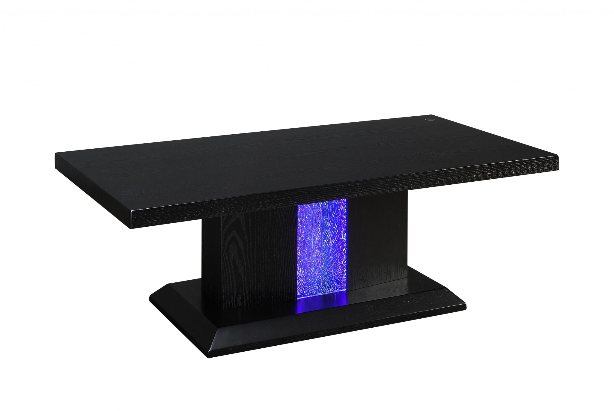26" X 50" X 18" Black LED Wood Glass Coffee Table