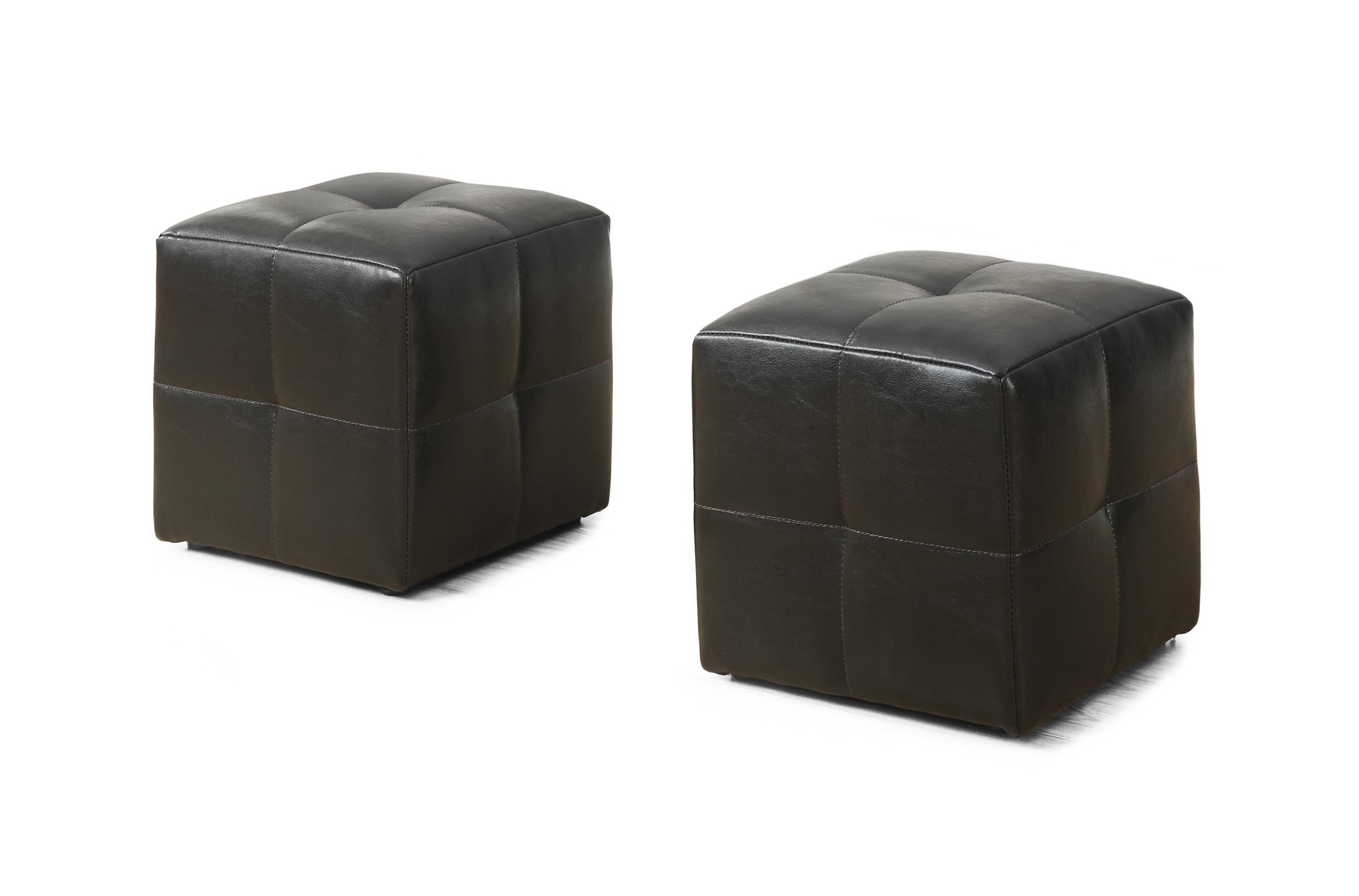 24" x 24" x 24" Dark Brown Leather Look Ottoman 2pcs Set