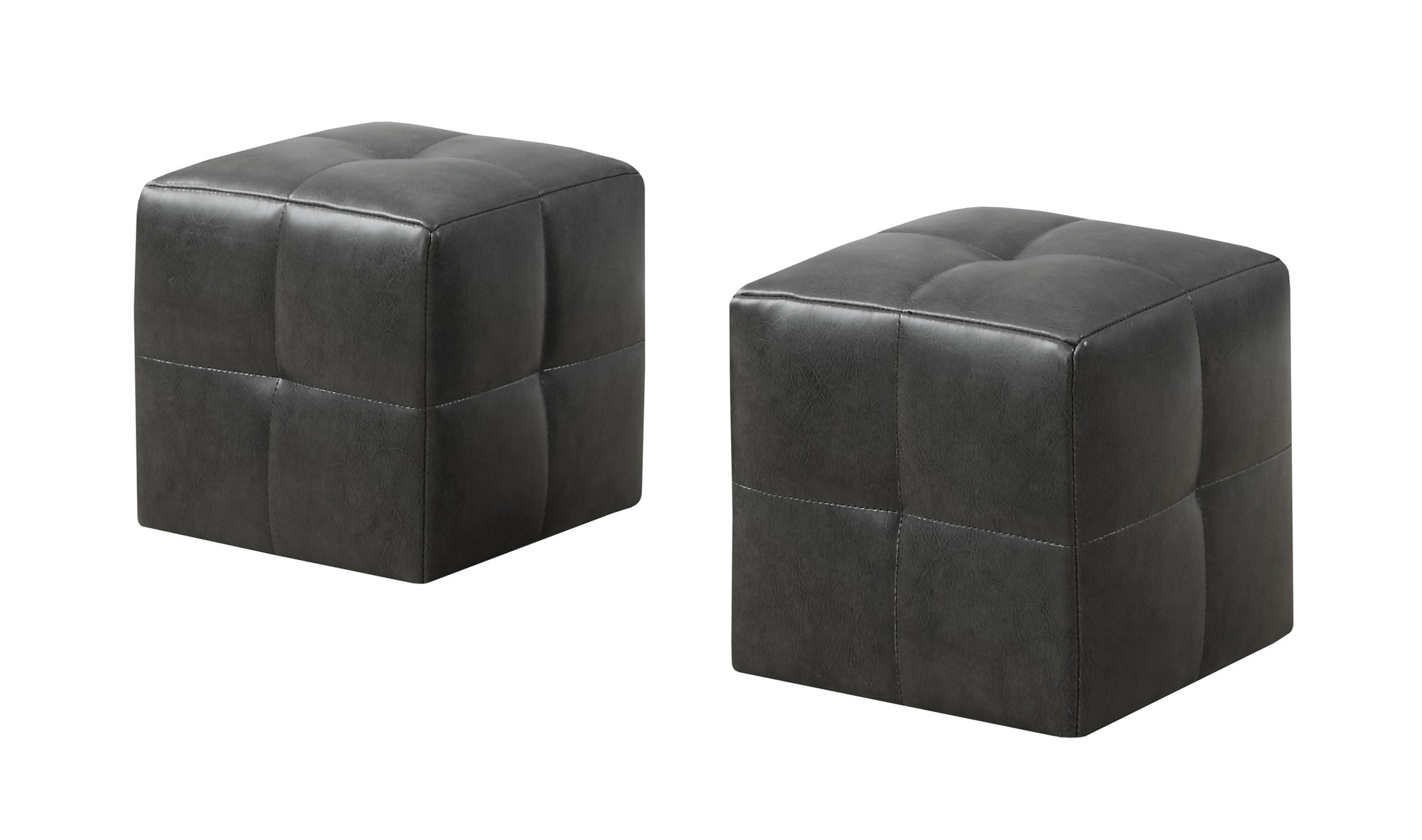 24" x 24" x 24" Charcoal Leather Look Ottoman 2pcs Set