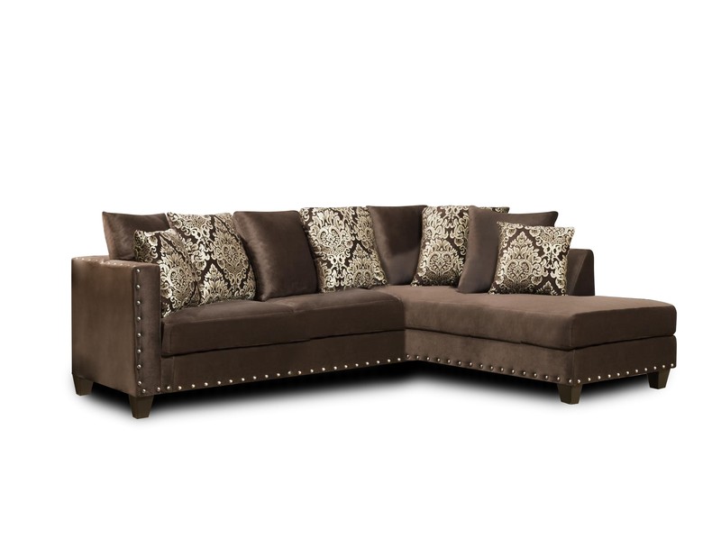 190" X 77" X 37" Melon Chocolate 100% Polyester Sectional