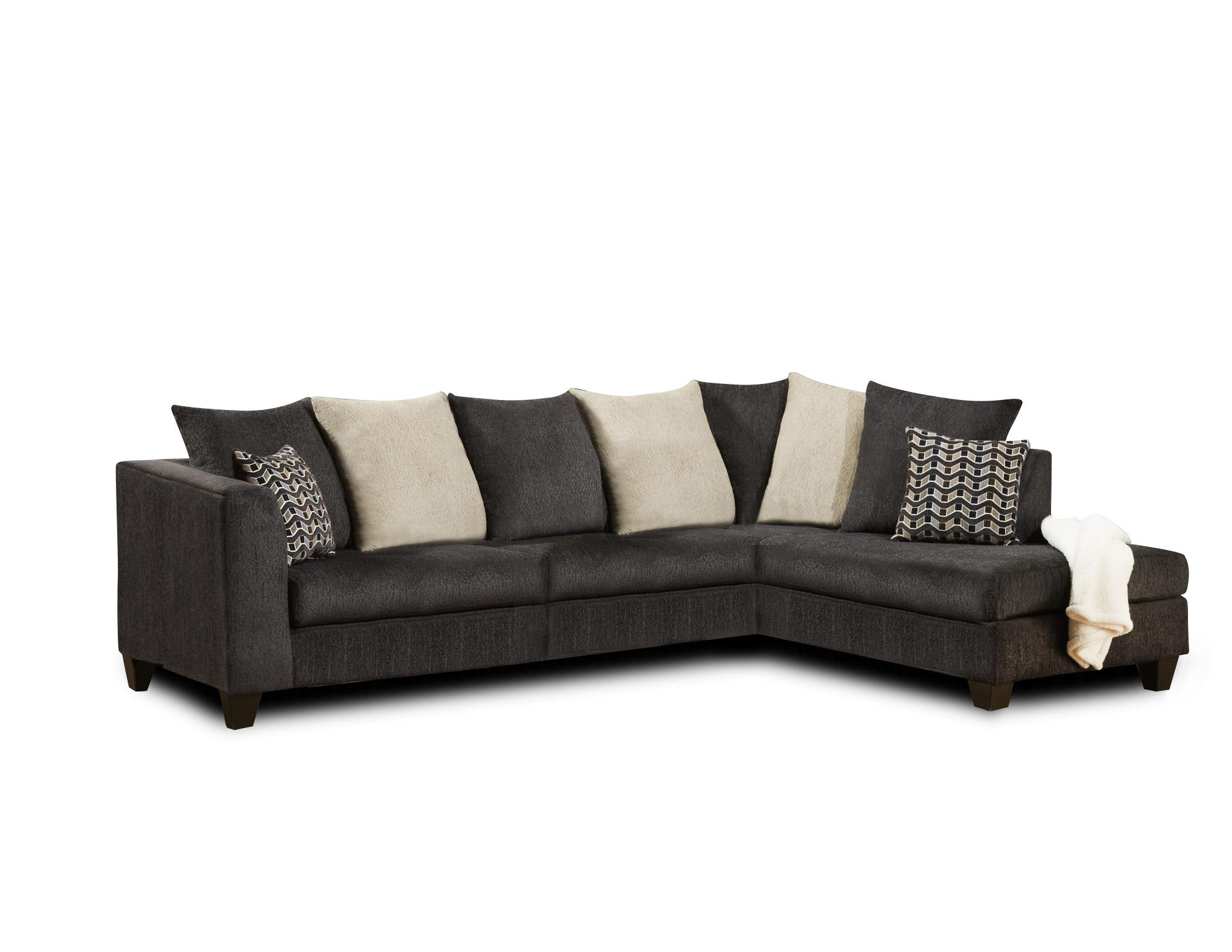 190" X 77" X 37" Osaka Charcoal 100% Polyester Sectional