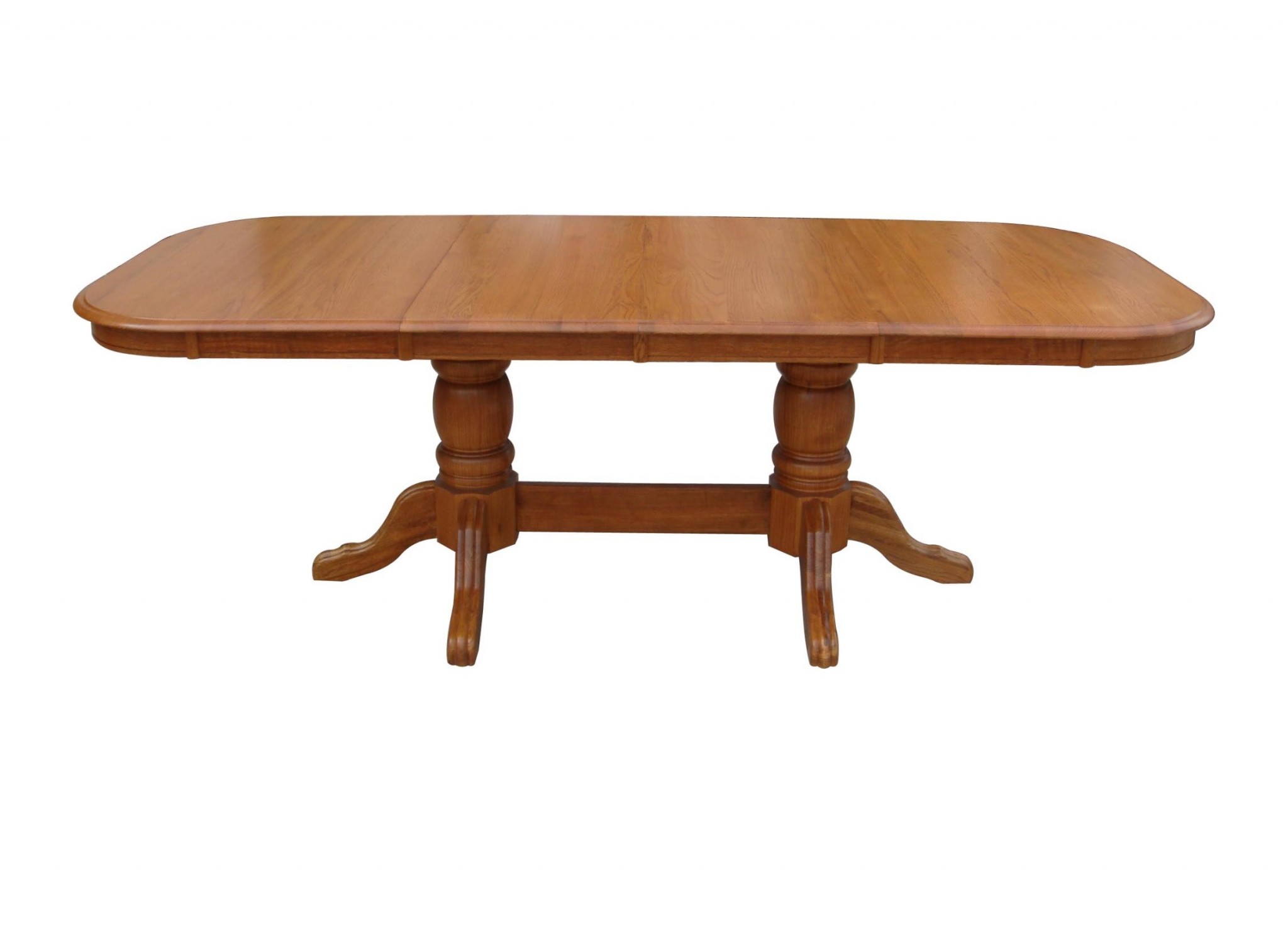 42" X 96" X 30" Harvest Oak Hardwood Southernwood Double Pedestal Table
