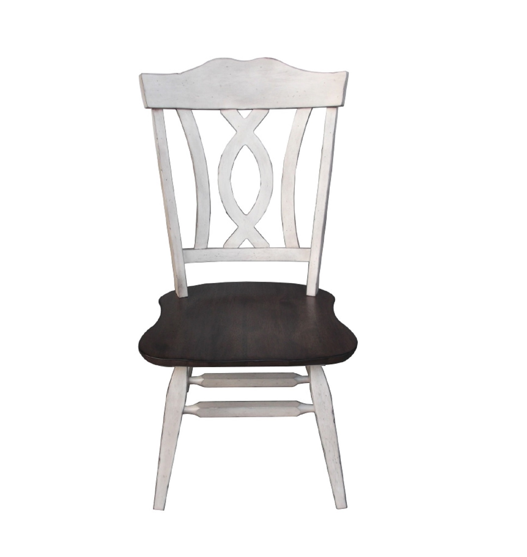 22.25" X 21.5" X 41.5" Antique White Walnut Hardwood Side Chair