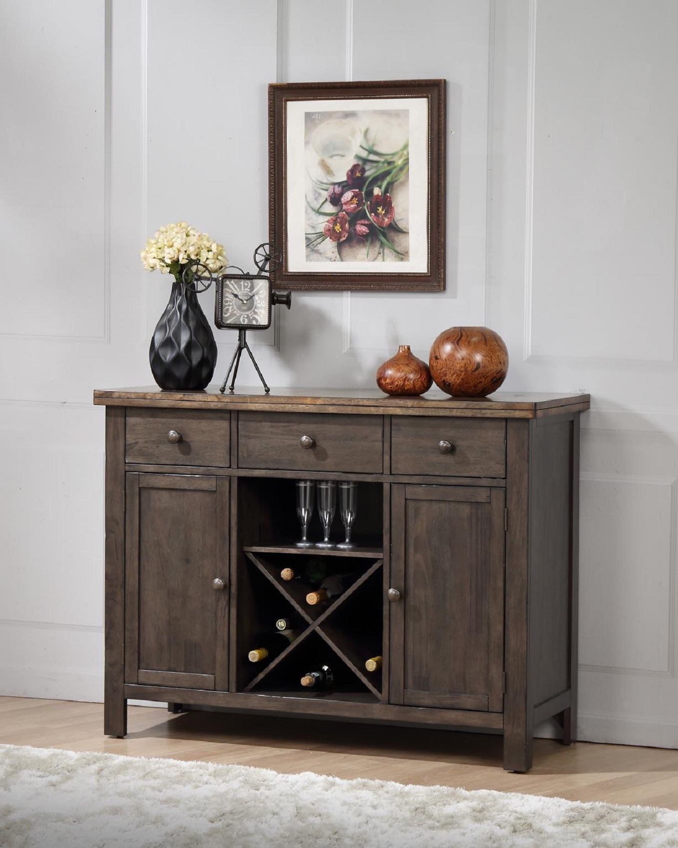 47.625" X 18" X 35.875" Two-Tone Hardwood Server