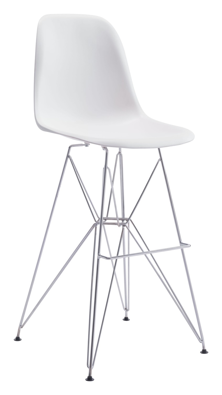 19" x 20.3" x 44" White, Polypropylene, Chromed Steel, Bar Chair