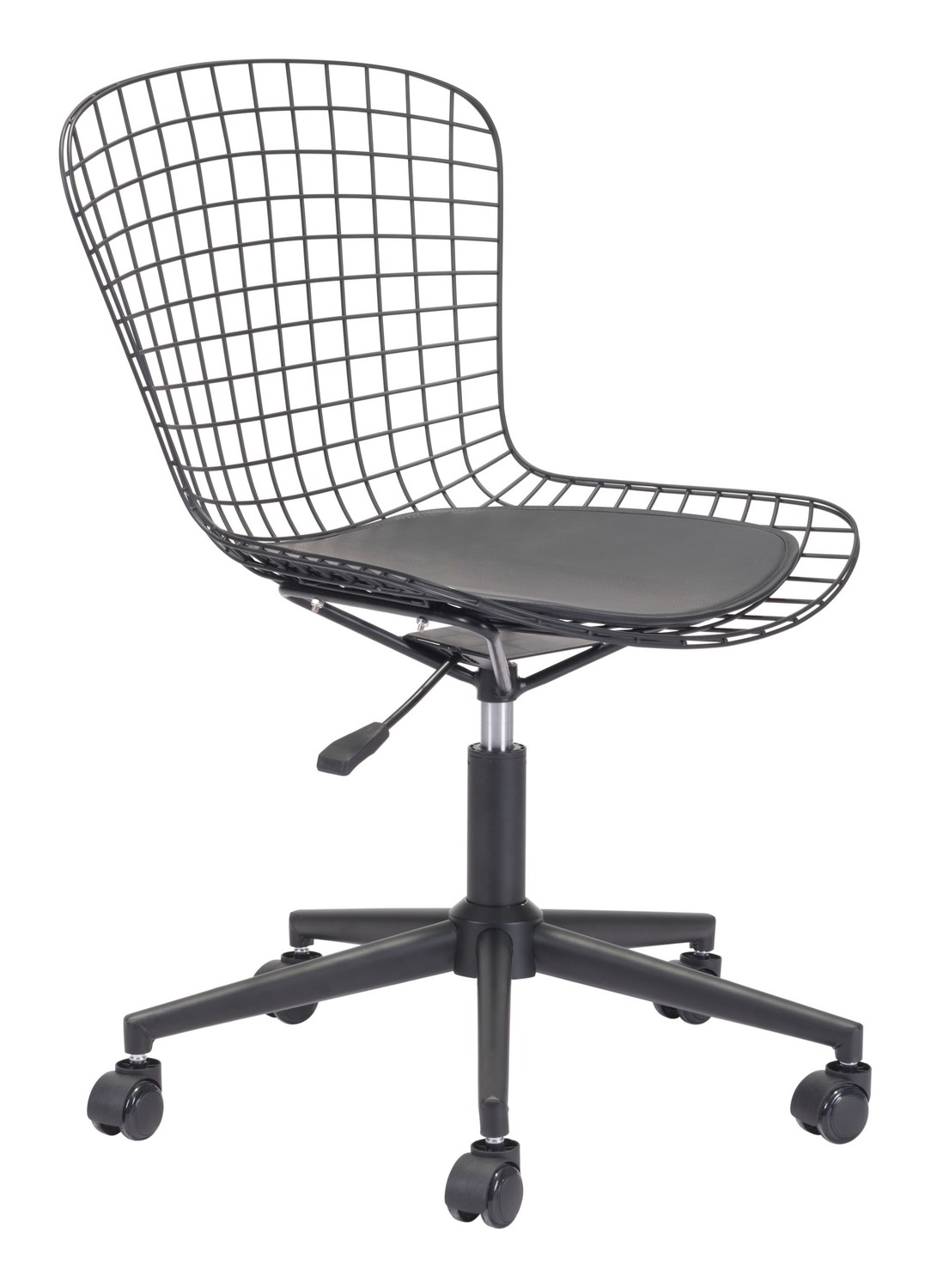 23.2" x 23.2" x 33.1" Black, Leatherette, Chromed Steel, Office Chair w/ Cushion