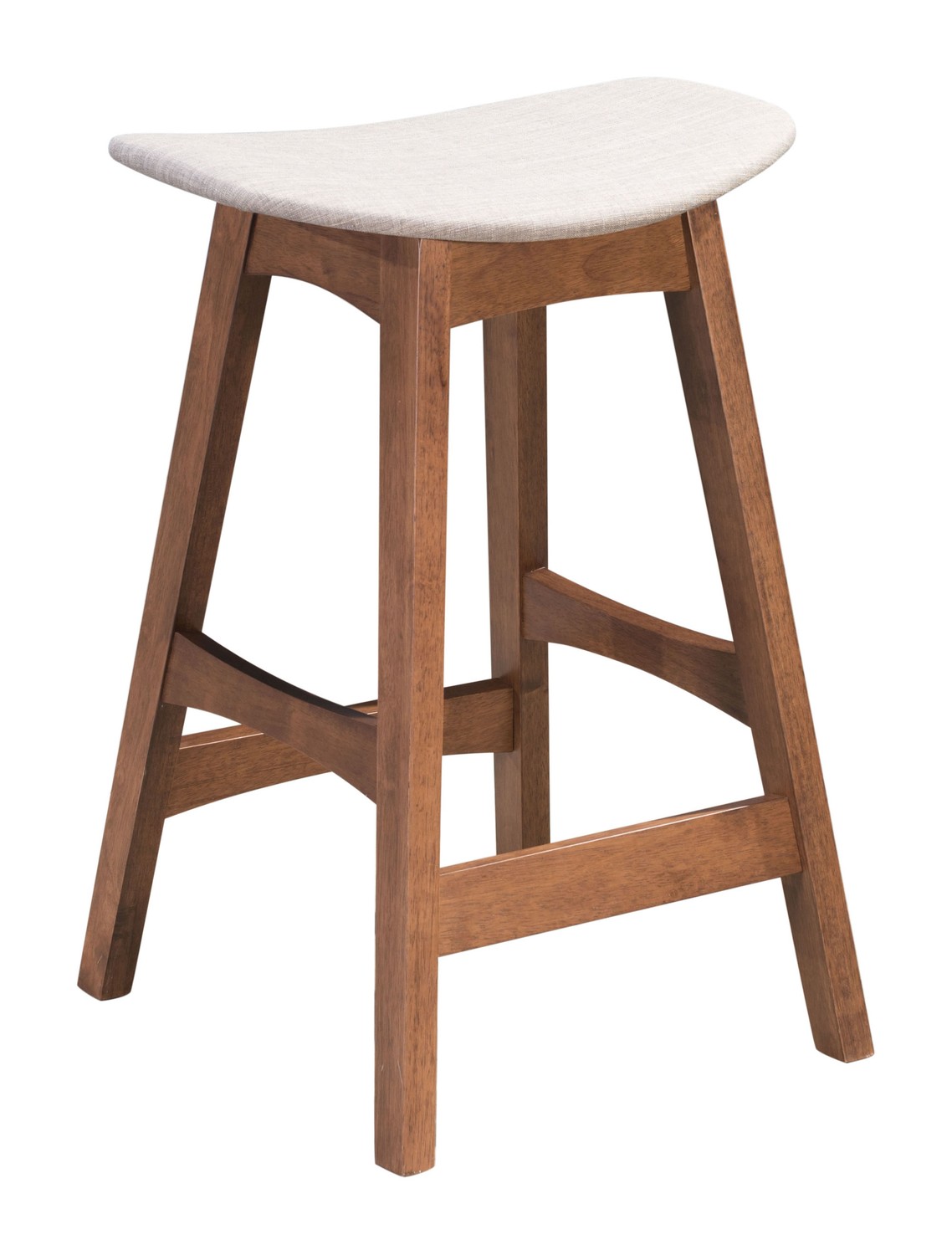 18.7" x 15.9" x 26" Gray & Walnut, Poly Blend, Rubberwood, Counter Stool - Set of 2