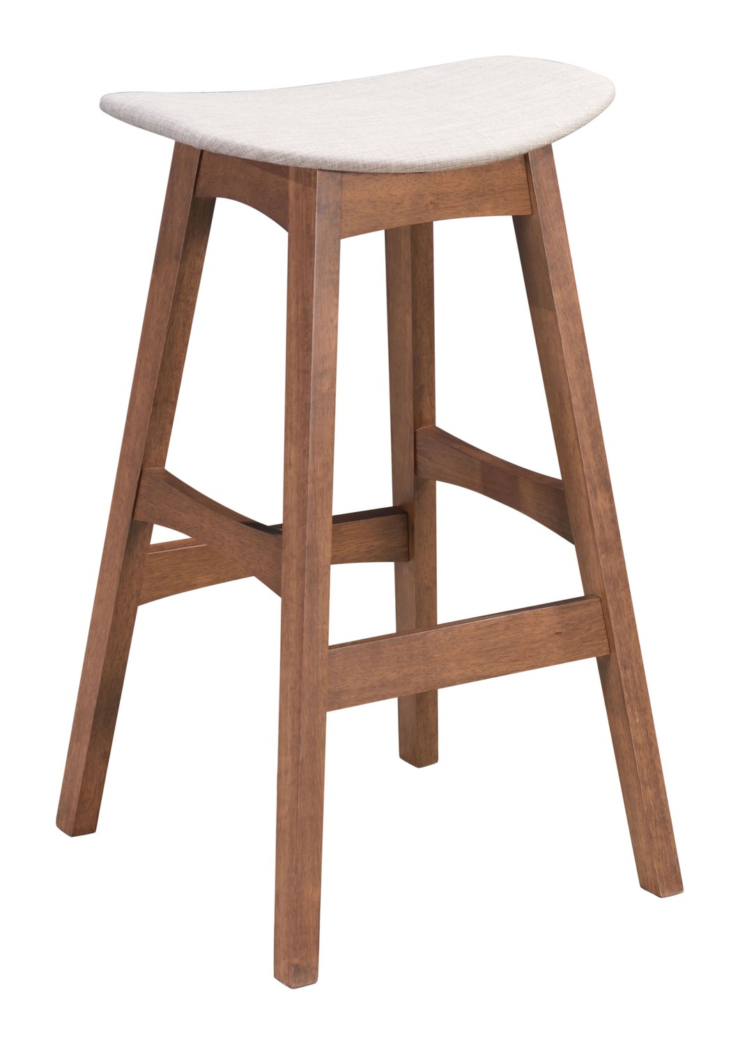 18.7" x 16.5" x 29.9" Gray & Walnut, Wood Veneer, Rubberwood, Barstool Dove - Set of 2