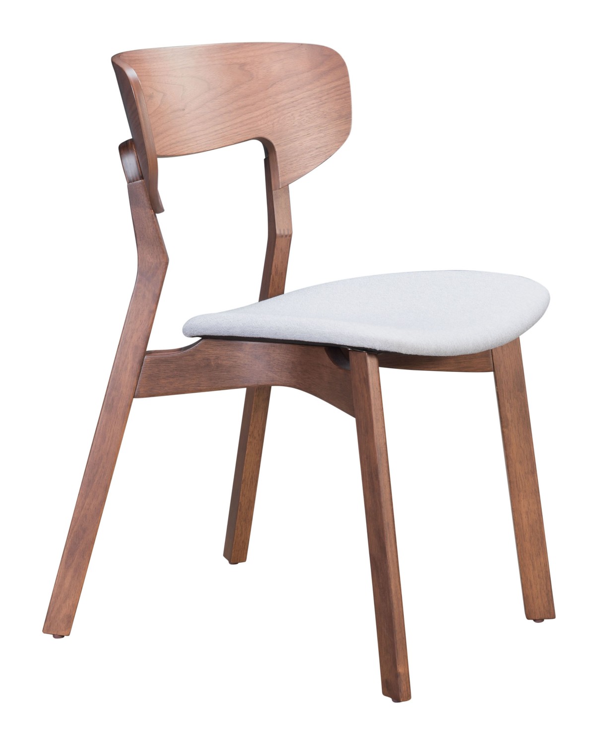 20.1" x 22" x 30.5" Walnut & Light Gray, Rubberwood, Dining Chair - Set of 2
