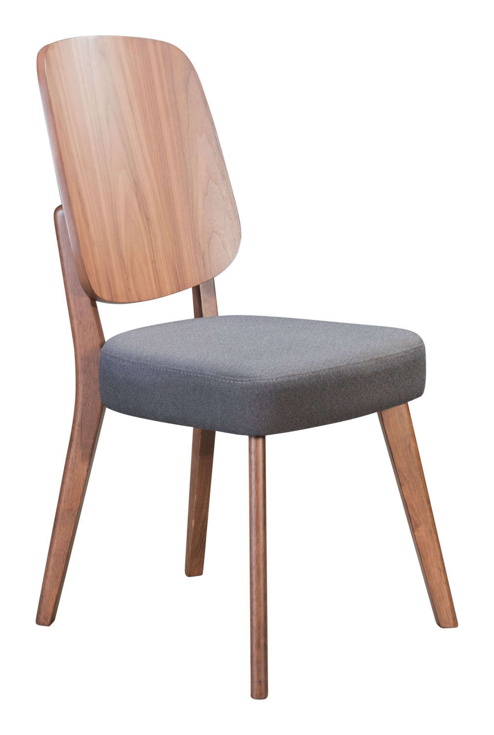 18.9" x 22.4" x 35.4" Walnut & Dark Gray, MDF, Rubber Wood, Dining Chair - Set of 2