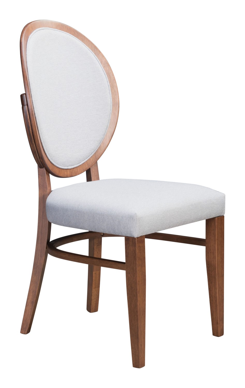 Traditional Natural Finish and Light Gray Dining Chairs Set of 2