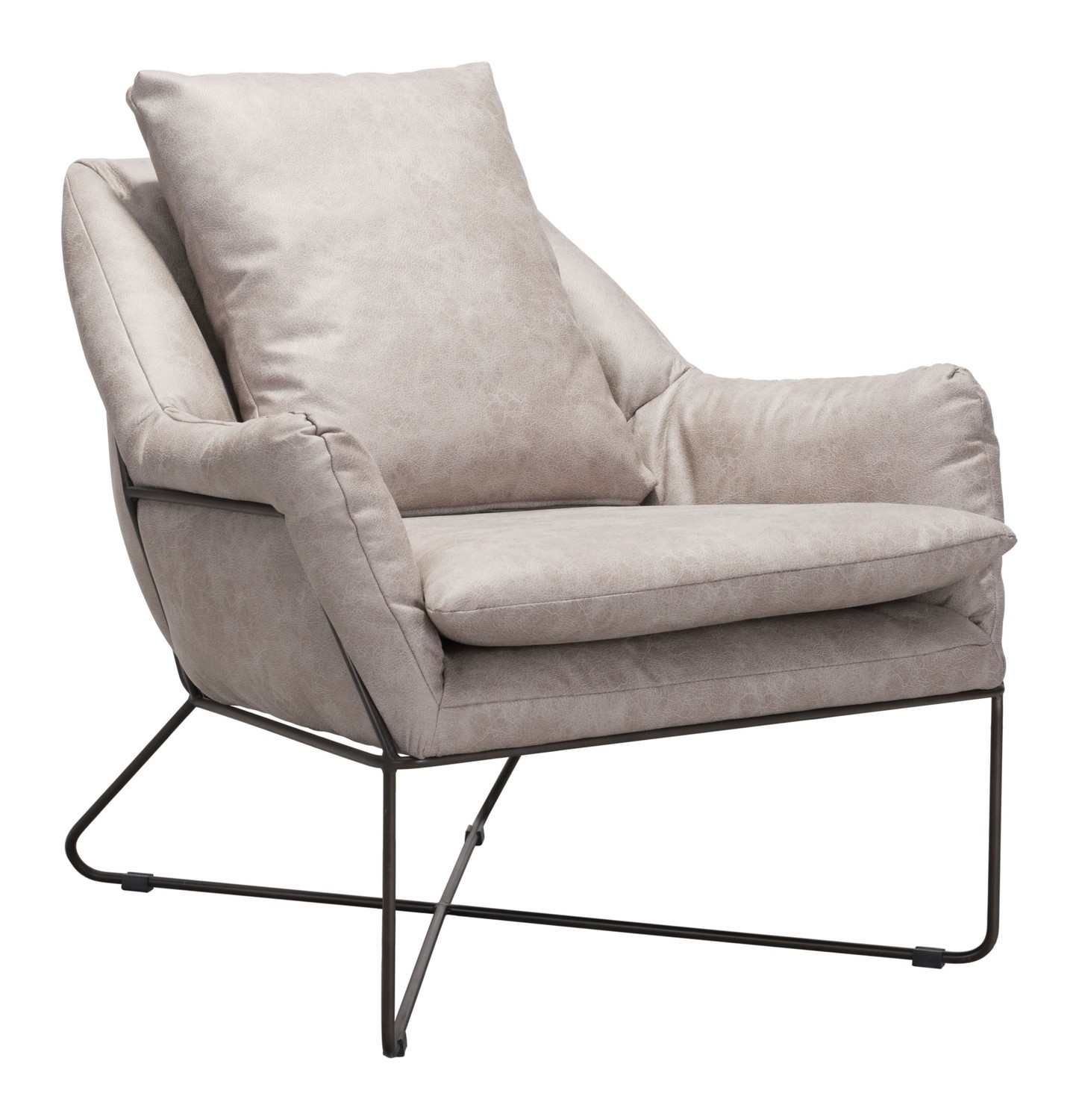 31.9" x 35.8" x 34.3" Distressed Gray, Leatherette, Steel, Lounge Chair