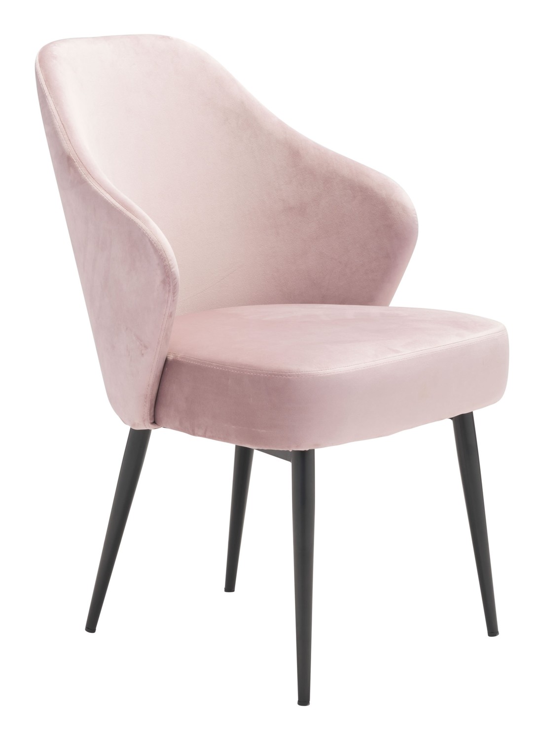 23.2" x 25.2" x 34.6" Light Pink, Velvet, Steel, Dining Chair