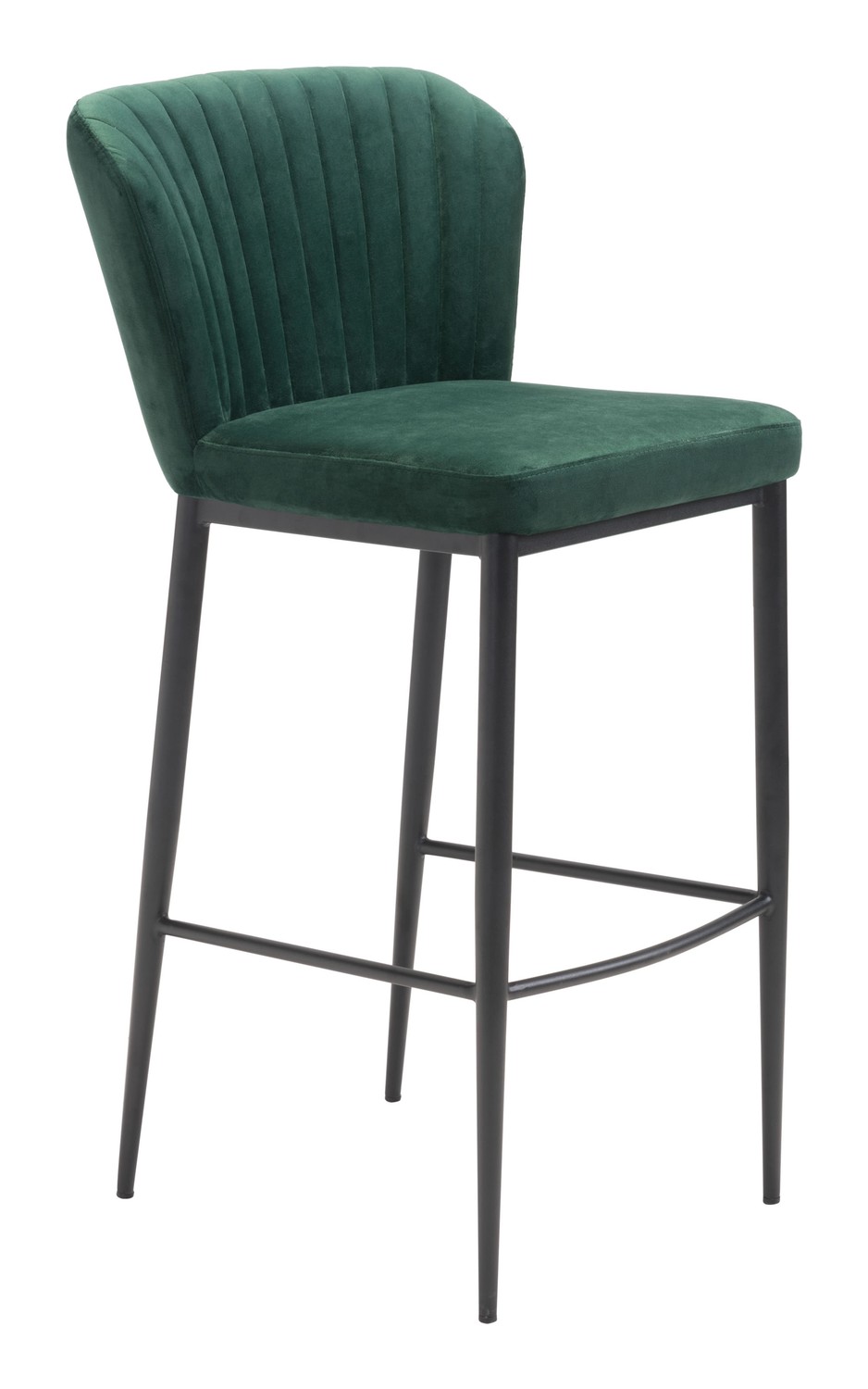 20.9" x 21.9" x 41.3" Green, Velvet, Stainless Steel, Bar Chair - Set of 2