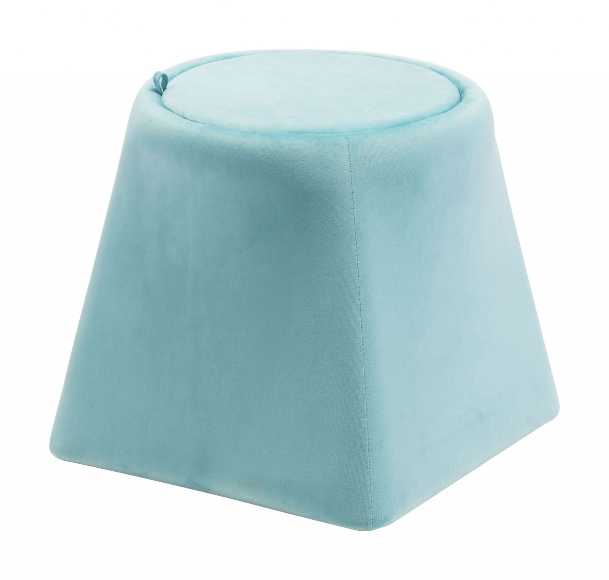 19.1" x 19.1" x 17.1" Light Blue, Velvet, Wood, Ottoman