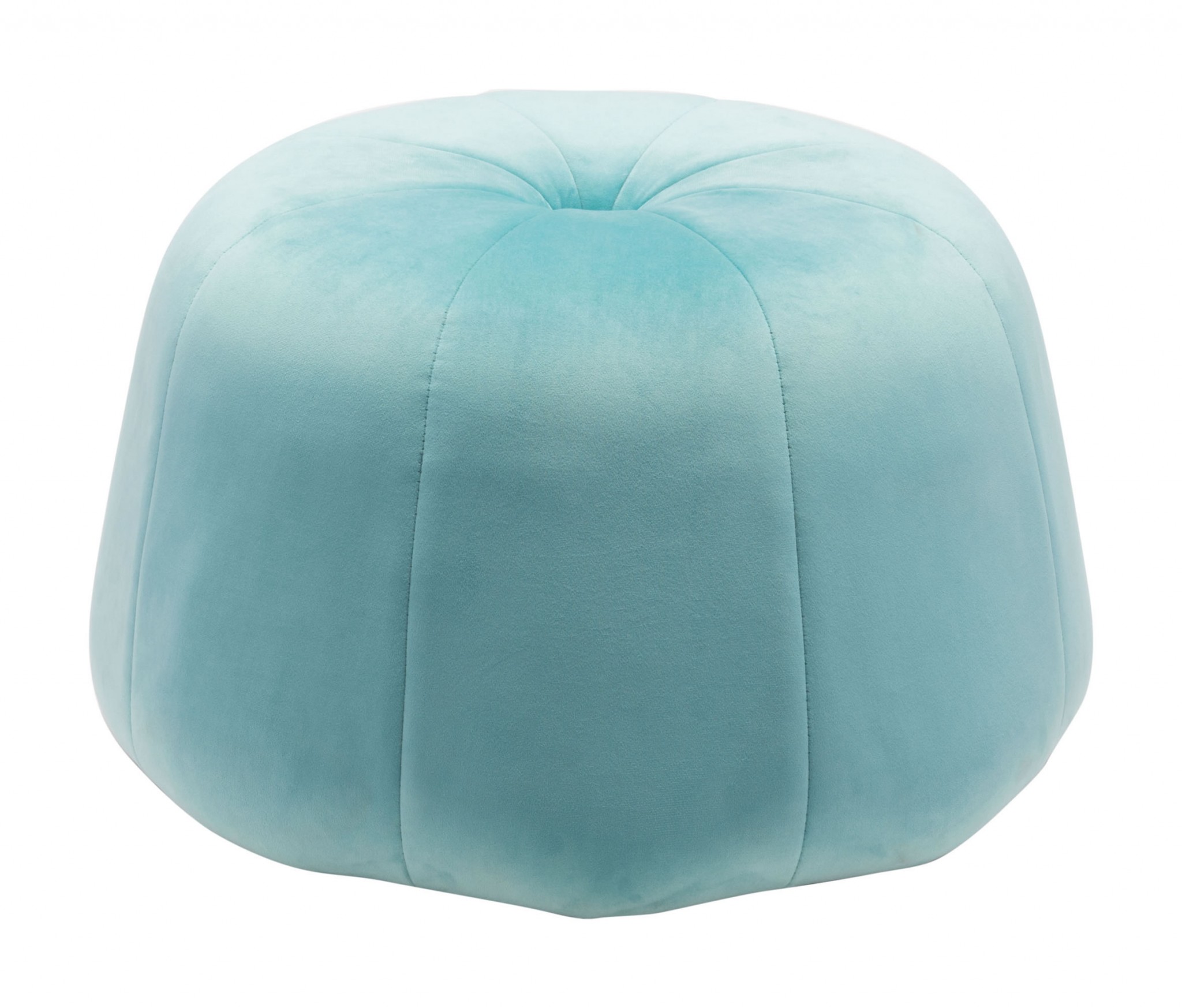 24.8" x 24.8" x 15.4" Light Blue, Velvet, Wood, Ottoman