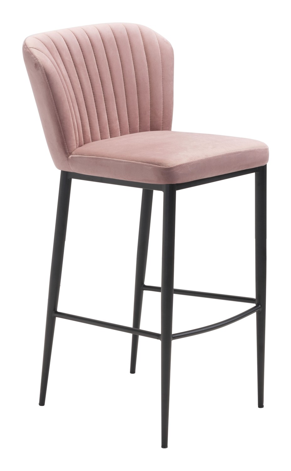 20.9" x 21.9" x 41.3" Pink, Velvet, Stainless Steel, Bar Chair - Set of 2