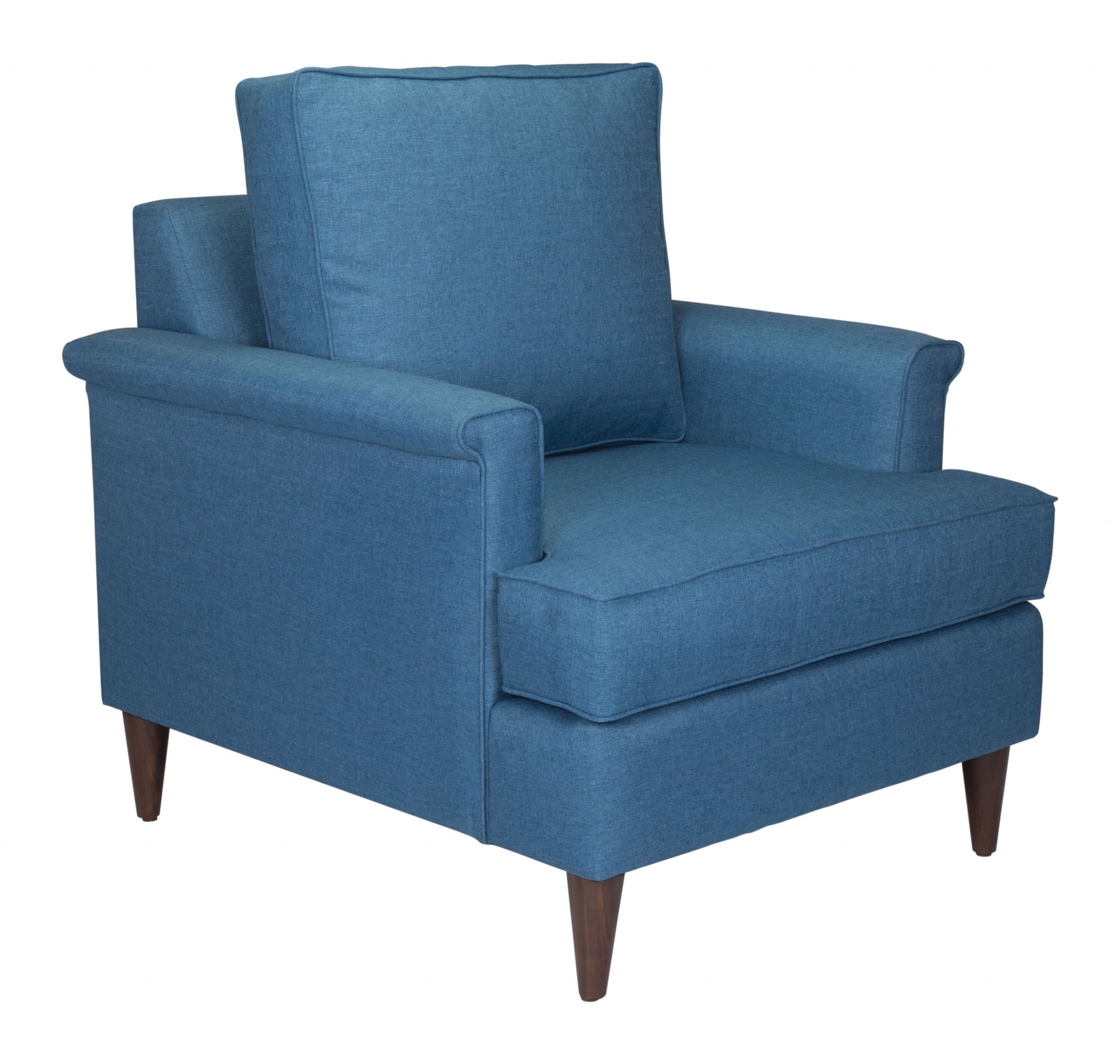 35" x 37.4" x 37.8" Blue Polyester Poplar Wood Arm Chair