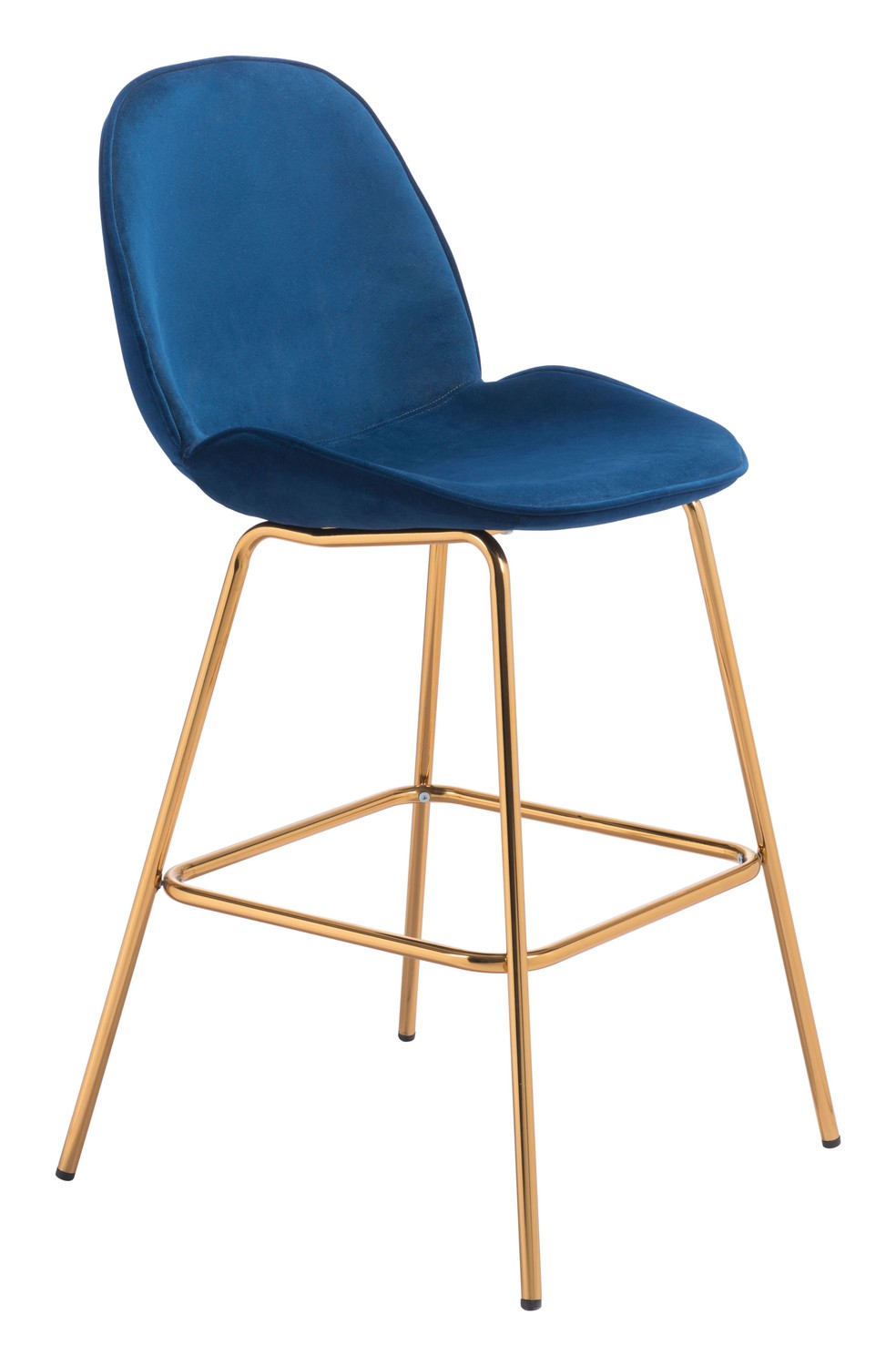 21.7" x 24" x 42.7" Dark Blue Velvet, Steel & Plywood, Bar Chair - Set of 2