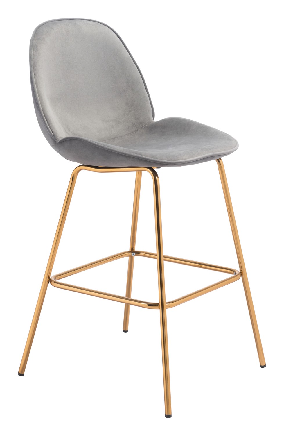 21.7" x 24" x 42.7" Graphite Gray Velvet, Steel & Plywood, Bar Chair - Set of 2