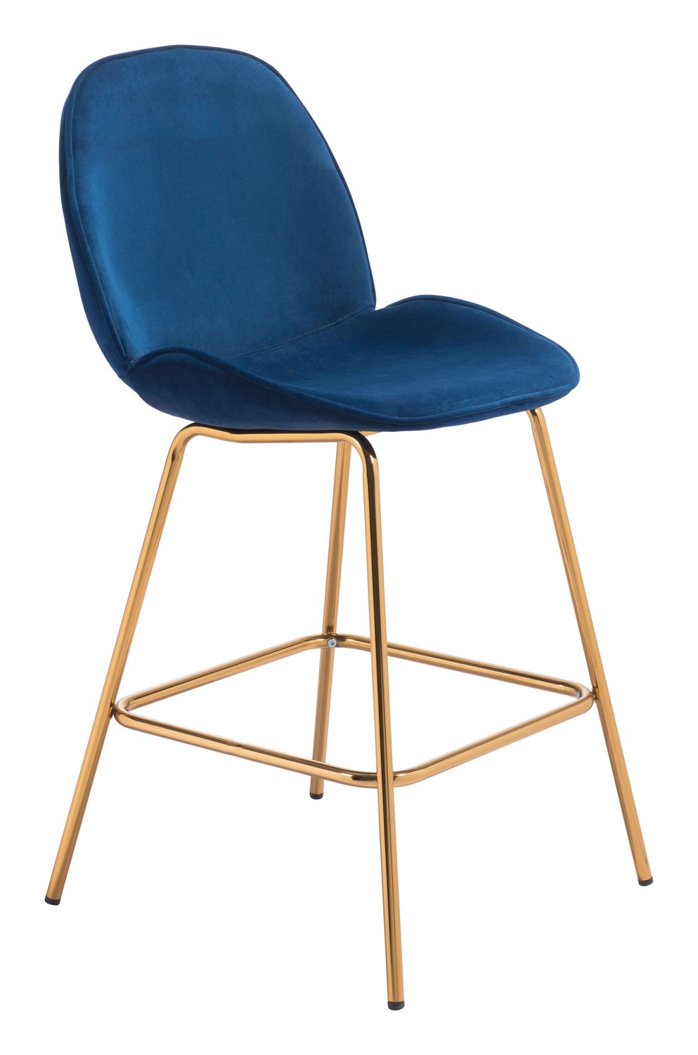 20.9" x 24" x 40.6" Dark Blue Velvet, Steel & Plywood, Counter Chair - Set of 2