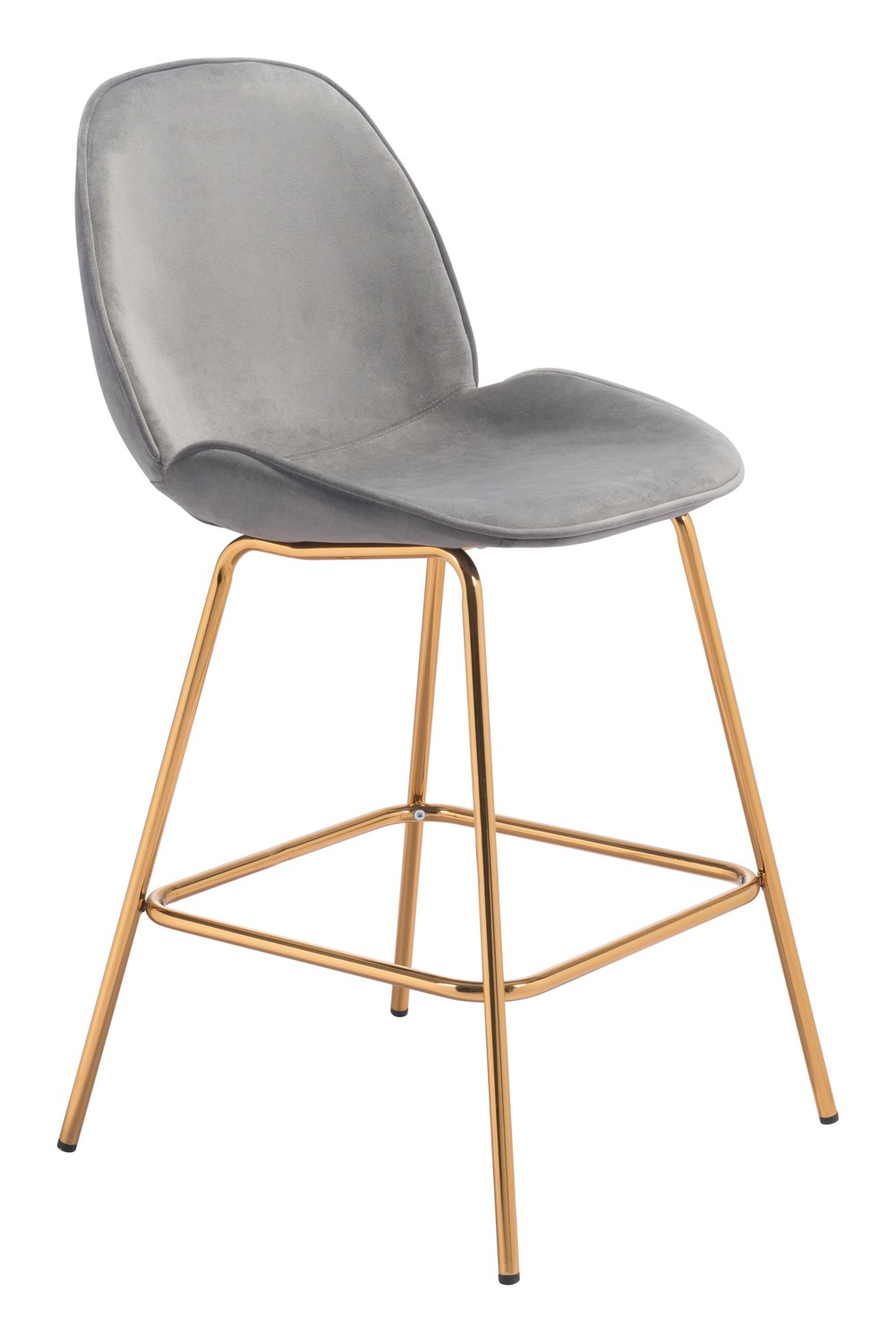 20.9" x 24" x 40.6" Graphite Gray Velvet, Steel & Plywood, Counter Chair - Set of 2