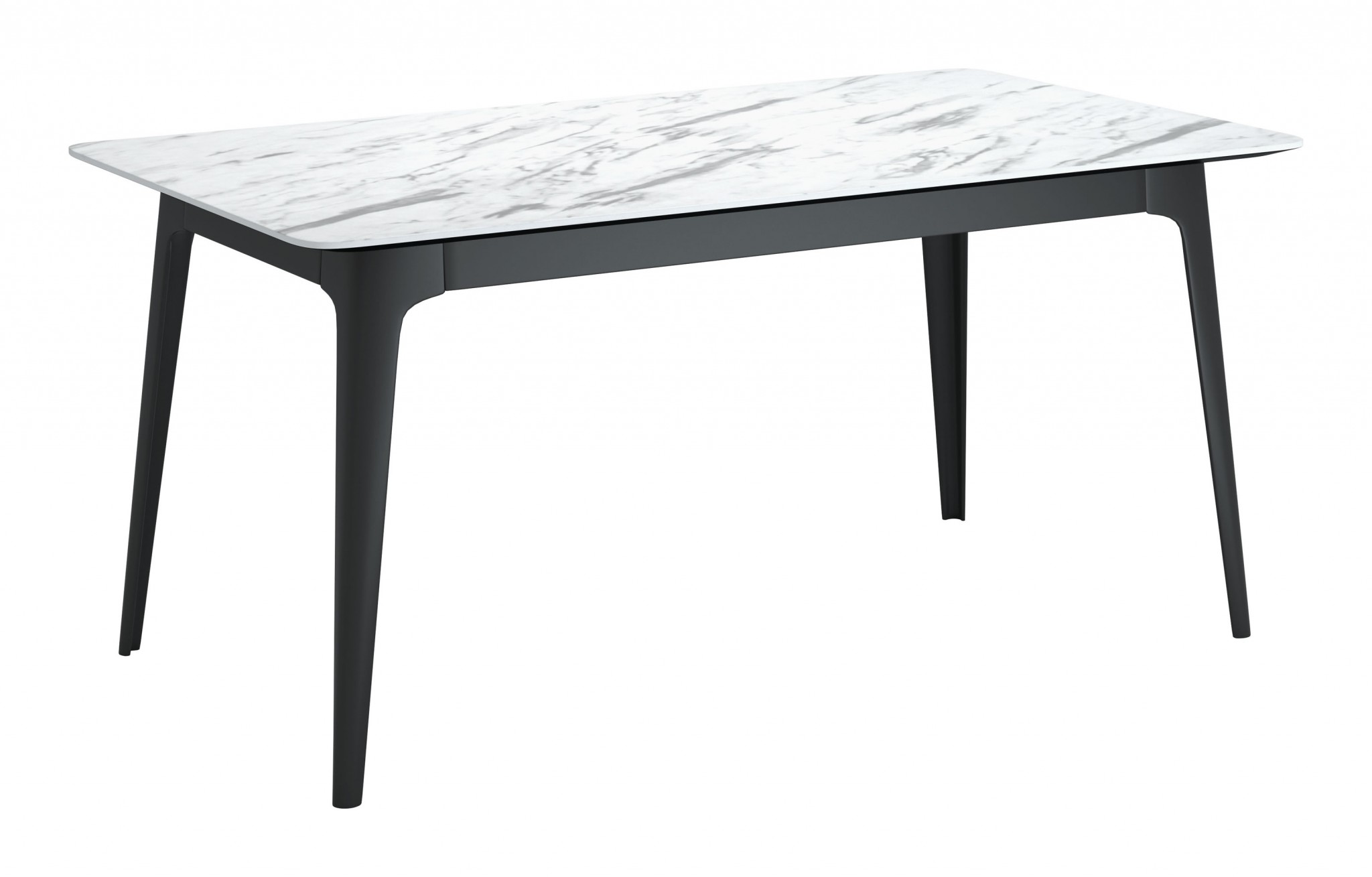 62.8" x 35.2" x 29.7" Stone & Black, MDF & Rubber Wood, Dining Table