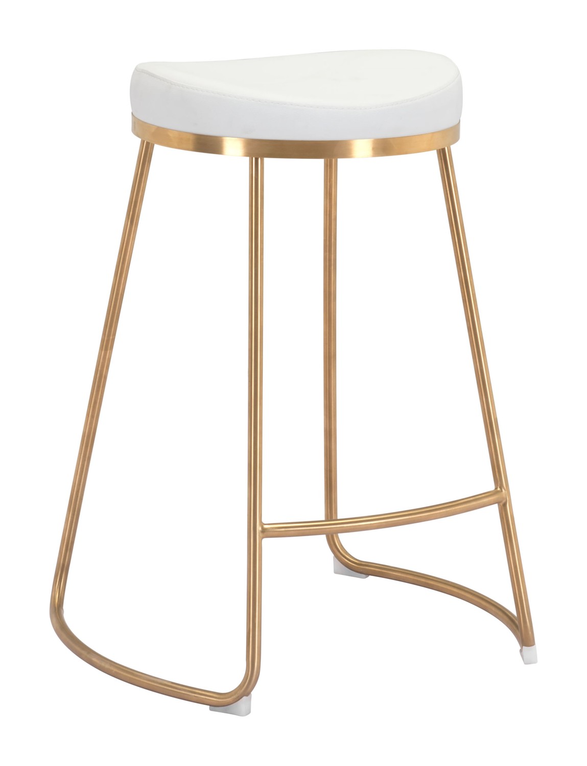 20.3" x 17.5" x 26.2" White, Leatherette, Stainless Steel, Counter Stool - Set of 2