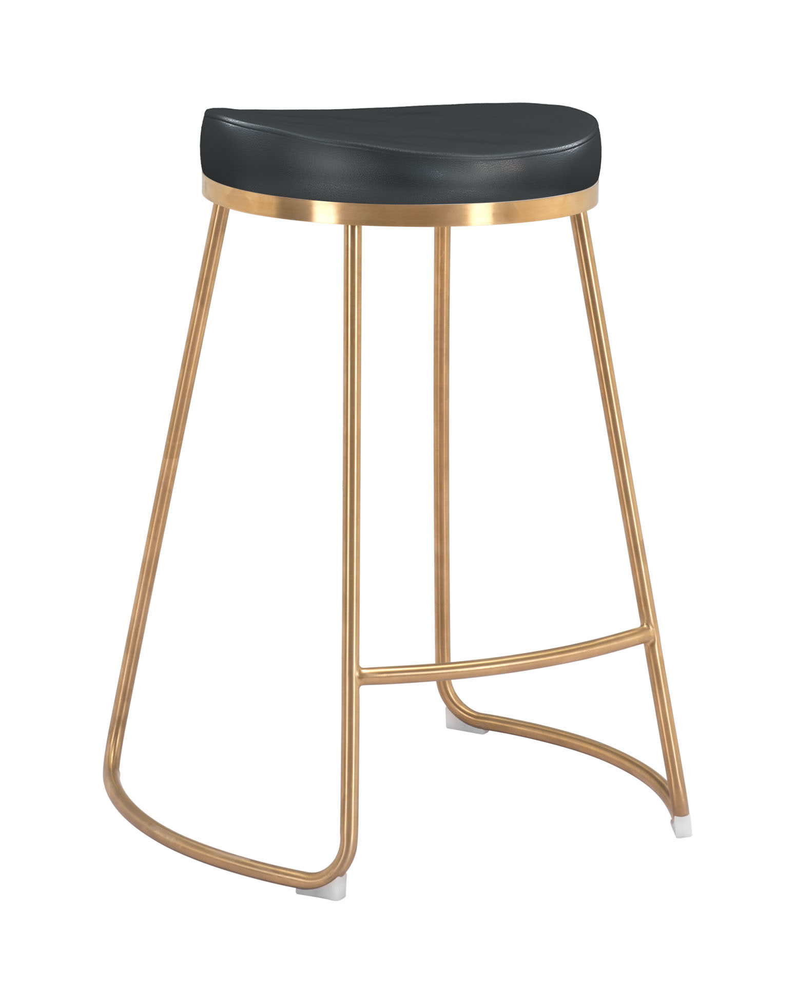 20.3" x 17.5" x 26.2" Black, Leatherette, Stainless Steel, Counter Stool - Set of 2