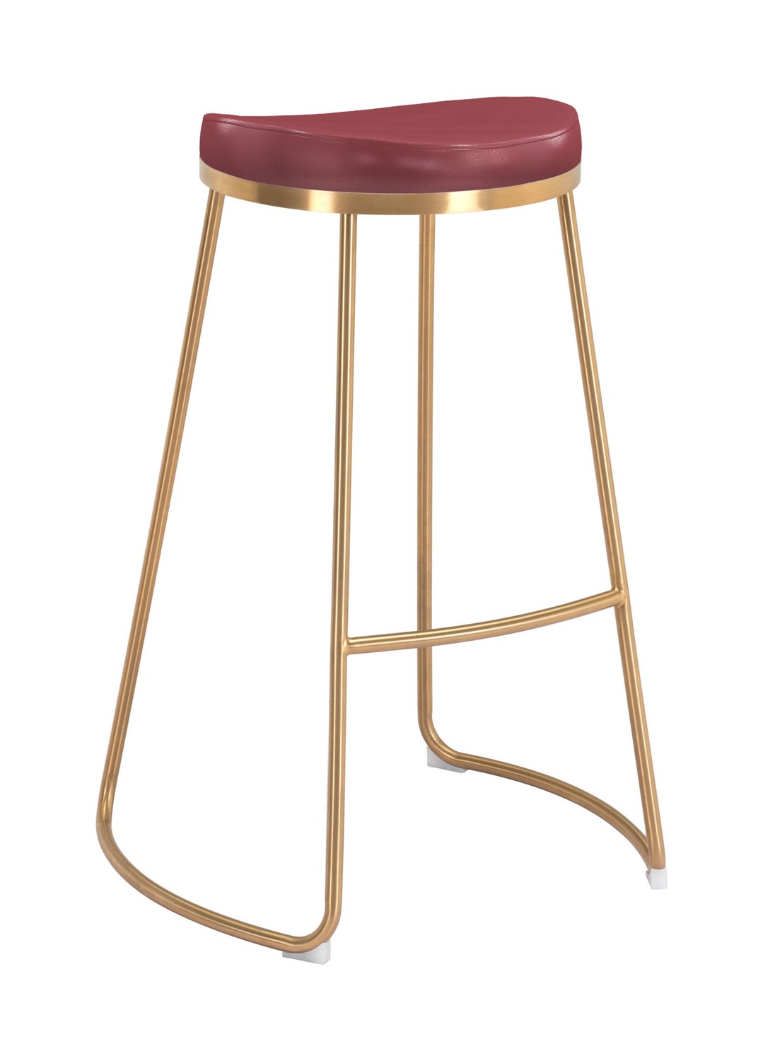 20.3" x 17.5" x 30.5" Burgundy, Leatherette, Stainless Steel, Barstool - Set of 2