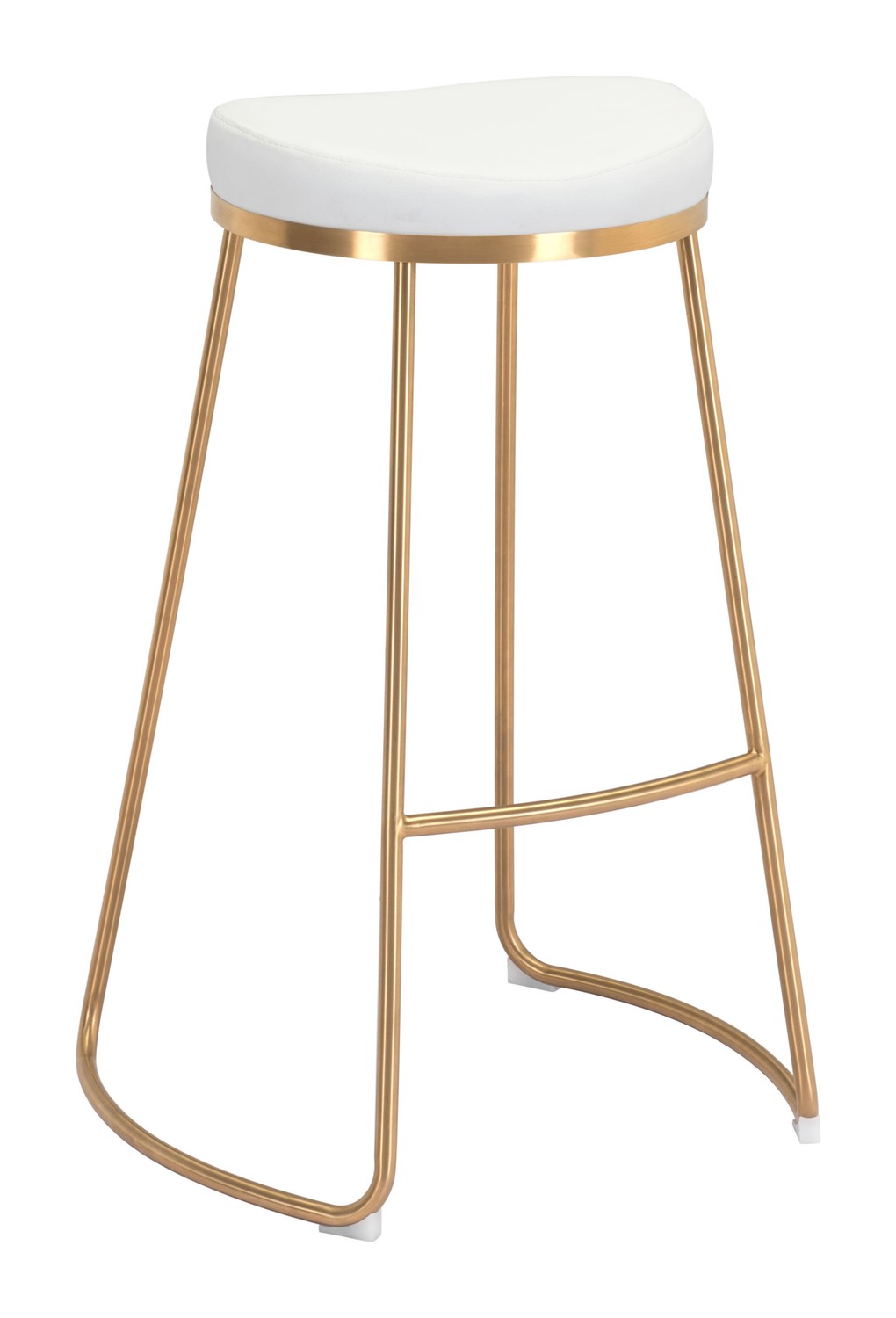 20.3" x 17.5" x 30.5" White, Leatherette, Stainless Steel, Barstool - Set of 2
