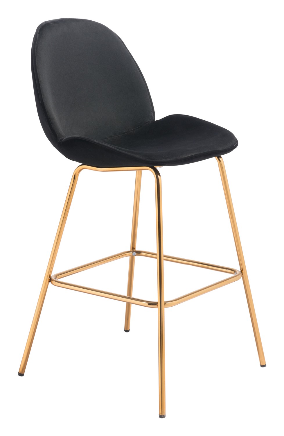 21.7" x 24" x 42.7" Black Velvet, Steel & Plywood, Bar Chair - Set of 2