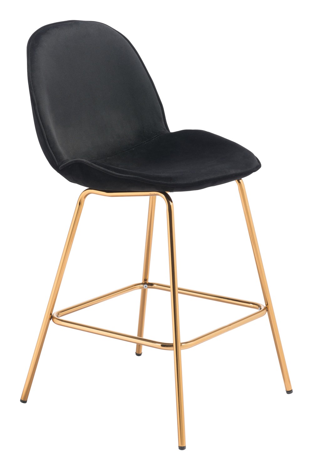 20.9" x 24" x 40.6" Black Velvet, Steel & Plywood, Counter Chair - Set of 2